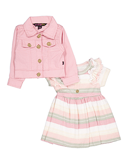 Girls' Denim Jacket and Striped Dress Set
