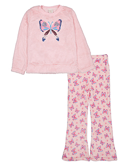 Sweet N Sassy Girls' Fuzzy Butterfly Pajama Set
