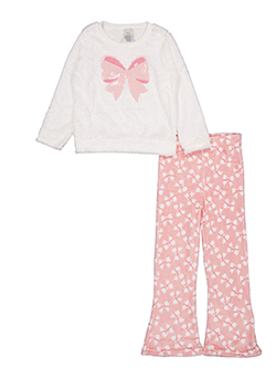 Sweet N Sassy Girls' Fuzzy Bow Sweatshirt and Pants Set