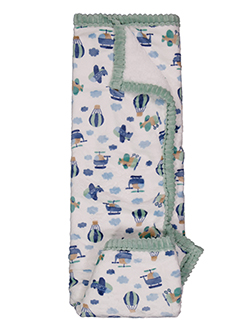 Duck Duck Goose Baby Aircraft Print Blanket Set with Decorative Trim
