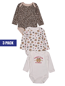 Girls' Bodysuit Set, 3 Pack Long Sleeve