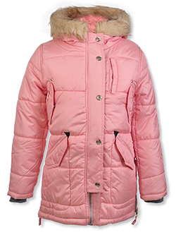 Girls' Placket Cover Insulated Parka by London Fog in Gray