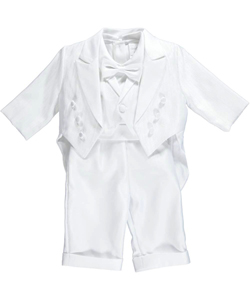 First 6-Piece Christening Tuxedo by Pretty Me in White, Infants