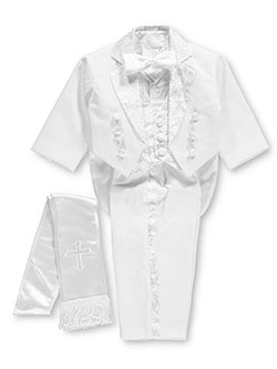 Embroidered 6-Piece Christening Tuxedo by Pretty Me in White - Baptism/Christening
