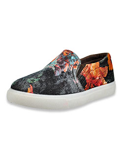 Girls' Brocade Floral Slip-On Shoes by Yokids in Black
