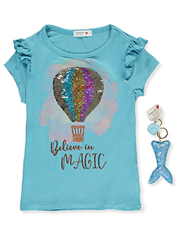 Flip Sequin Magic Top With Keychain by Beautees in Aqua