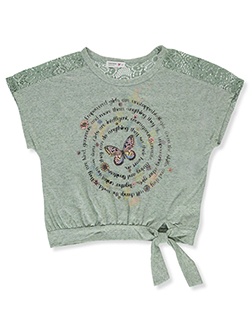 Girls' Butterfly Lace T-Shirt by Beautees in Sage