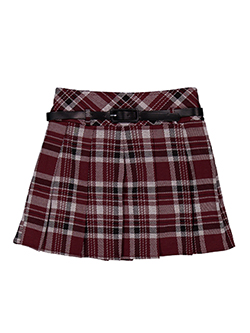Amy Byer Girls' Pleated Plaid Skirt with Belt