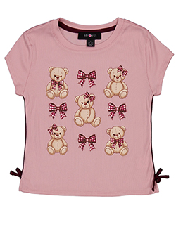 Amy Byer Girls' Teddy Bear Graphic Short-Sleeve Top