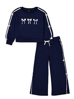 Amy Byer Girls' Sweatshirt and Pants Set with Bows Appliques