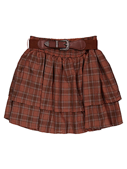 Amy Byer Girls' Plaid Tiered Skirt with Belt