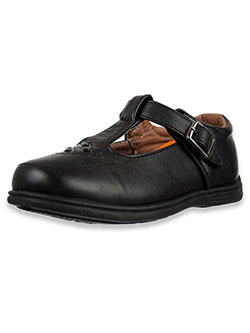 Girls' Studded T-Strap School Shoes by Angels in black and brown