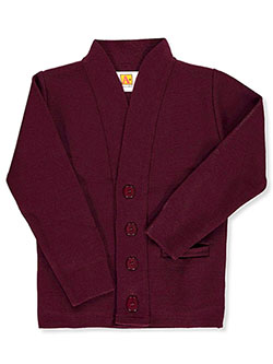 Boys' V-Neck Cardigan by A+ in burgundy and navy