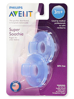 2-Pack Super Soothie Pacifiers by Avent in blue and pink - $5.99