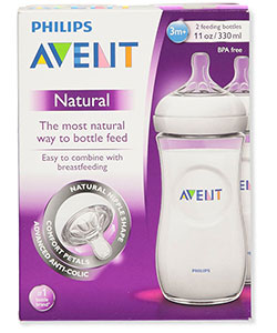 2-Pack Natural Bottles by Avent in White