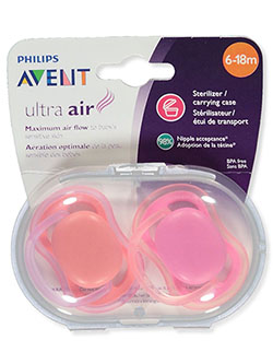 Avent Ultra Air 2-Pack Pacifiers by Phillips in Pink/coral