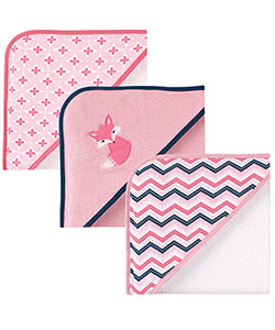 "Shy Fox" 3-Pack Hooded Towels by Luvable Friends in Pink, Infants