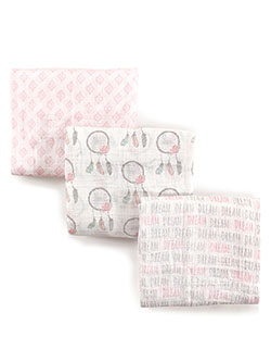 "Dreamcatcher" 3-Pack Swaddle Blankets by Hudson Baby in Pink