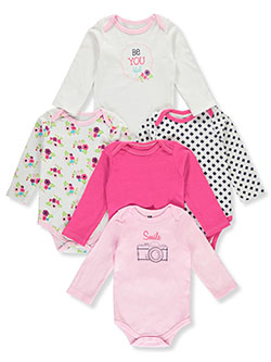 Smile 5-Pack L/S Bodysuits by Luvable Friends in Multi