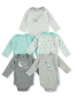 Baby 5-Pack Long-Sleeved Bodysuits by Luvable Friends in Multi, Infants