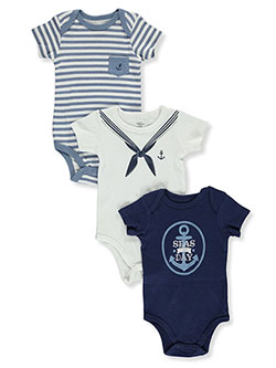 Nautical 3-Pack Bodysuits by Little Treasure in Multi