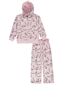 Baby Phat Girls' Zip-Up Fleece Hoodie and Pants Logo Set