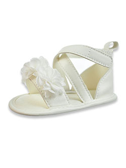 Chiffon Flower Sandals by First Steps by Stepping Stones in White