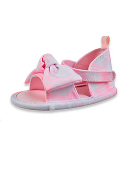 Tie-Dye Bow Sandals by First Steps by Stepping Stones in Light pink