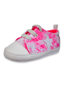 First Steps By Stepping Stones Tie-Dye Sneaker Booties by Stepping Stones in Hot pink
