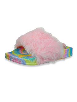 First Steps By Stepping Stones Tie-Dye Fur Slide Sandals by Stepping Stones in Light pink, Infants