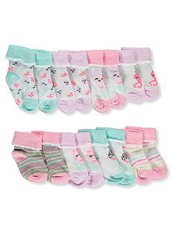 Baby Girls' 8-Pack Foldover Socks by Stepping Stones in Pink, Infants