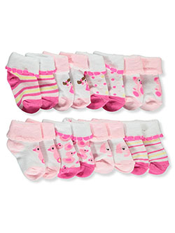 8-Pack Foldover Cuff Socks by Stepping Stones in Pink