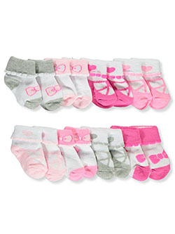 8-Pack Foldover Cuff Socks by Stepping Stones in Pink