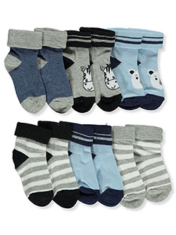 6-Pack Foldover Cuff Socks by Stepping Stones in Blue