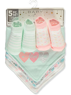 Baby Girls' 5-Piece Booties and Bibs Set by Bon Bebe in Mint - $13.00