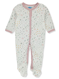 Girls' Kitties Footed Coveralls by Bon Bebe in White/multi