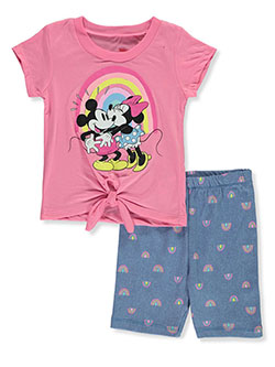 Infant Girl/'s 2-Piece Short Set Disney Baby Minnie Mouse Top Shirt Bike Shorts