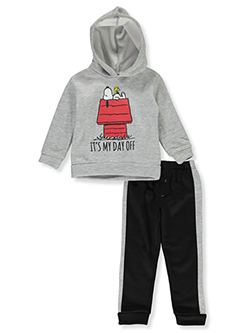 Snoopy Boys' 2-Piece Sweatsuit Set Outfit by Peanuts in Gray/black