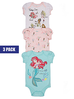 Disney Princess Girls' 3 Pack Short Sleeve Onesies Set