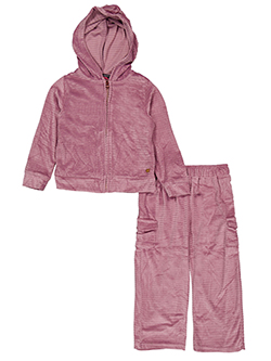 Vince Camuto Girls' 2-Piece Ribbed Velour Hooded Zip Jacket and Cargo Pants Set