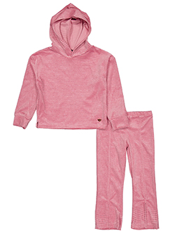 Vince Camuto Girls' 2-Piece Ribbed Velour Pullover Hoodie and Sweatpants Set