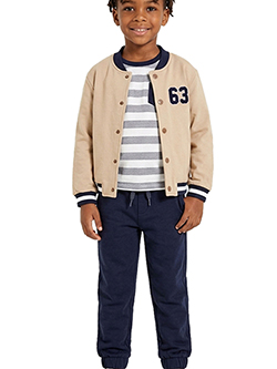 Ben Sherman Boys' Three-Piece Varsity Jacket, Tee, & Jogger Set