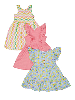 Lemon x Kiss Girls' 3-Pack Sleeveless Dresses