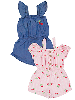 Nanette Lepore Girls' 2-Pack Sleeveless Cherry Rompers