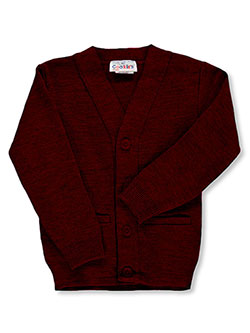 Big Boys' Cardigan Sweater in burgundy, gray, navy and red
