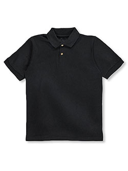 Youth Unisex Polo by Gildan in black and charcoal gray