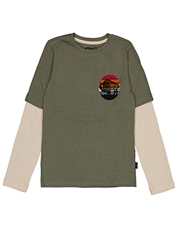 Buffalo Boys' Vintage Western Landscape Long-Sleeve Graphic Tee