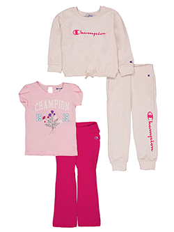 Champion Girls' 4-Piece Sweatshirt, Tee, Pants, and Jogger Set
