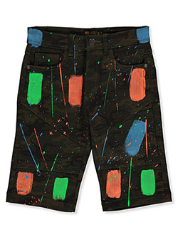Boys' Paint Splatter Denim Shorts by GS-115 in Camo, Boys Fashion