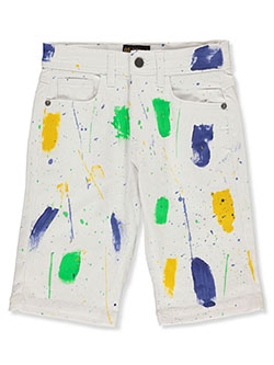 Boys' Paint Splatter Denim Shorts by GS-115 in White, Boys Fashion